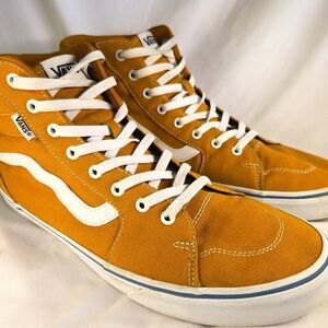 Vans Sk8-Hi Mens Size 13 Mustard Yellow Canvas High Top Sneakers EUC